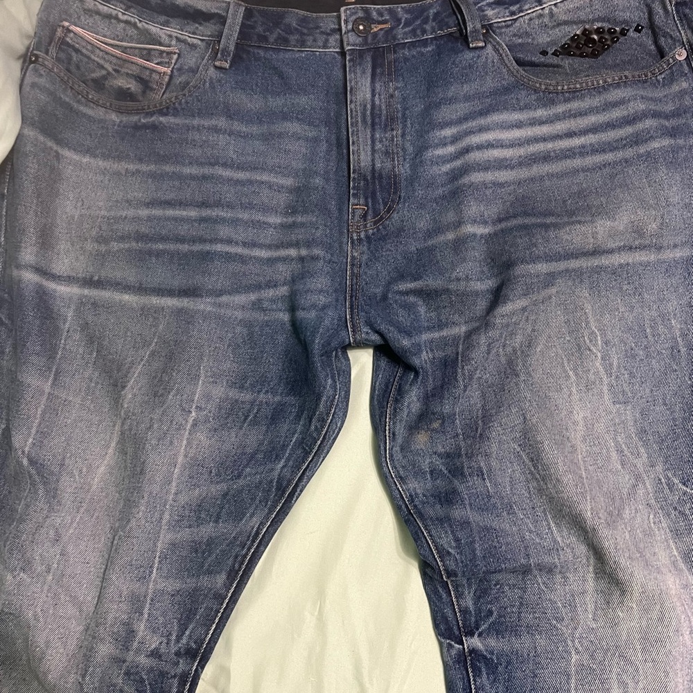Cult of Individuality Blue Relaxed Jeans with Natural Fading